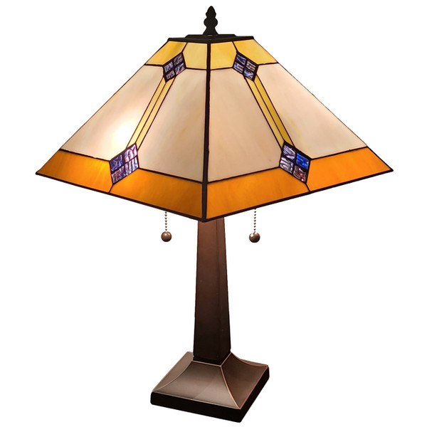 21" Dark Brown Metal Two Light Candlestick Table Lamp With Beige Shade N270-478120
