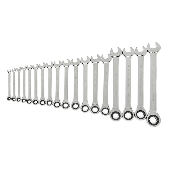 GearWrench 18 Piece 72-Tooth 12 Point Ratcheting Combination Metric Wrench Set T398-KDT85890-02