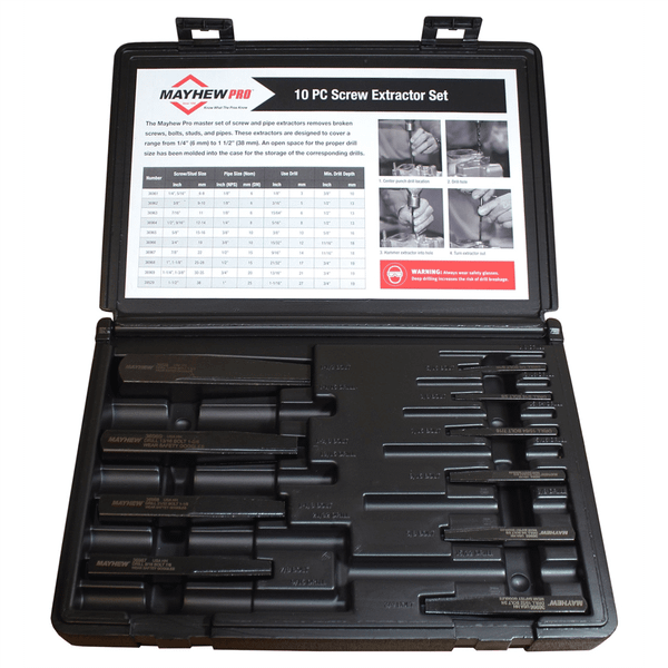 Mayhew 10-PC SCREW AND PIPE EXTRACTOR SET T398-MAY37345