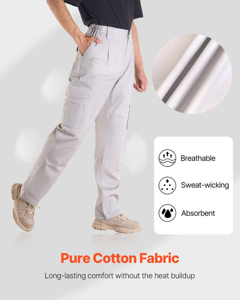 FR Pants for Men, 9 oz 100% Cotton, Flame-Resistant Cargo Pants with Multi-Pockets and Elastic Wais E415-HJZRKZCMHSLM1XV8F001V0