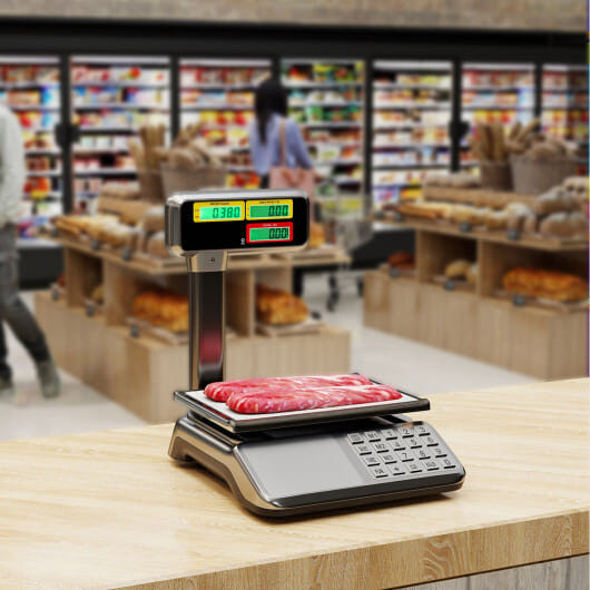 88lb Price Computing Scale with Pole Dual LCD Display Digital Commercial Food Scale B593-ES10556US