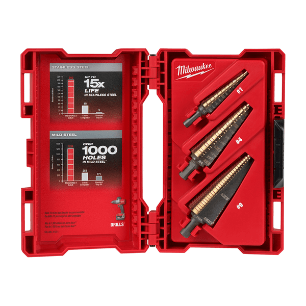 Milwaukee Tool Cobalt Step Bit Kit (3PC) T398-MLW48-89-9291