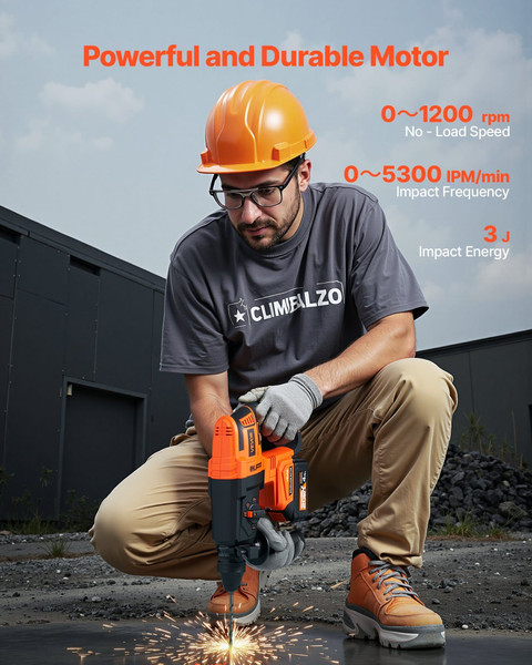 20V Brushless Cordless Hammer Drill, Lithium-Ion 1.1 Inch Rotary Hammer Driver, SDS-Plus Electric L E415-DC20WSDC28MMG9H4B001V1