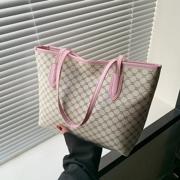 Color: Pink - Fashion Women's Tote Bag Large Capacity Textile Printed Shoulder Bag,Lightweight&Dura F640-12000048168547108