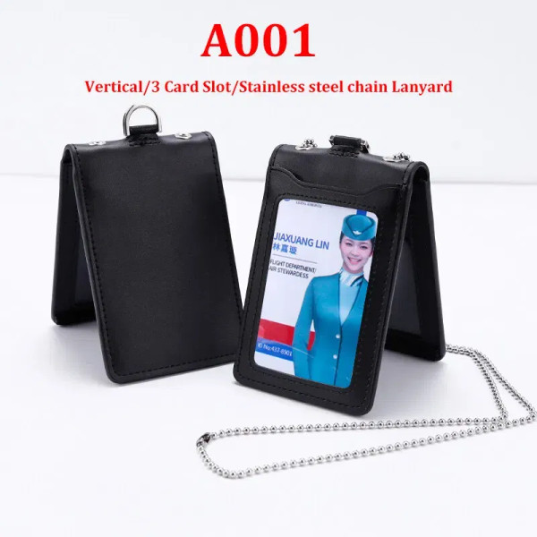 Color: Blue - NEW Aviation Flight Attendant Neck Lanyard Badge Holder Genuine Leather Staff Work Bu F640-12000034410921158