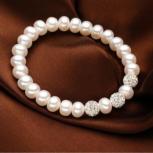 Venus Italian Pearl Bracelet - With 3 Crystal Moon Beads K290-1259526132