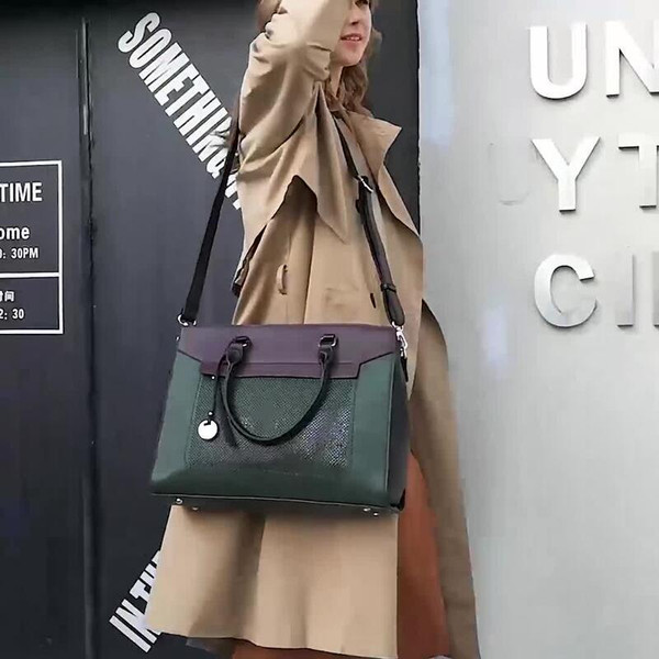 OYIXINGER Leather Briefcase Women Business Laptop Shoulder Bags For 13 inch MacBook Hp Acer Dell Fa F640-3256803581487422