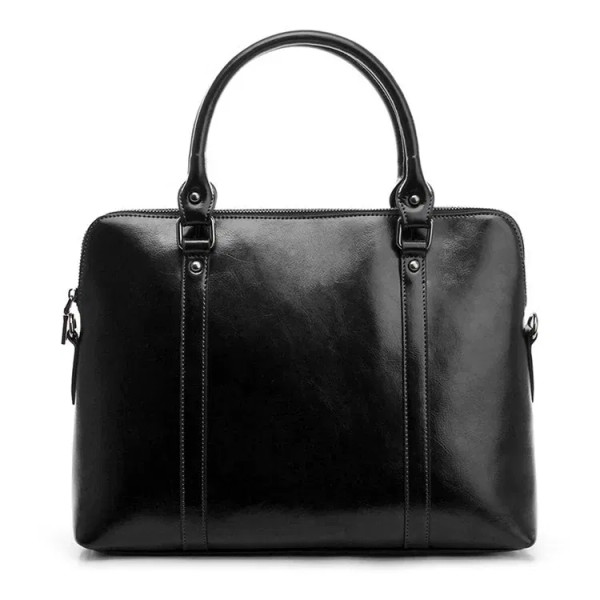 Color: black - Oyixinger New 100% Genuine Leather Briefcase For Woman 14 inch Laptop Bag Women's Ha F640-67045224377