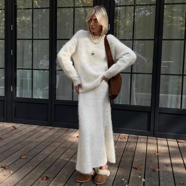 Skirt Suit Women's Knitted Sweater Suit Q119-CJLS2554571