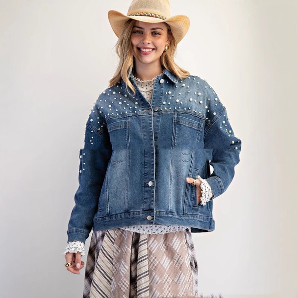 Long Sleeve Denim Jacket Loose All-matching Top Q119-CJYD2573642