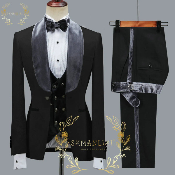 Color: Fuchsia, Size: M - SZMANLIZI 2022 Latest Designs Black Floral Party Blazer Men Suits Costume F640-12000027227851618