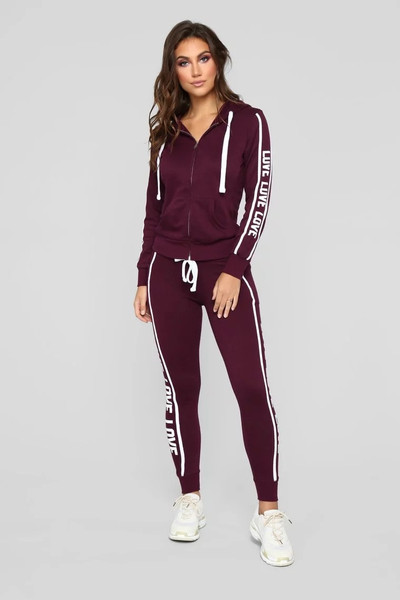 Color: Wine Red, Size: 2XL - Women's New Sports And Leisure Suits Q119-CJTZ109744815OL