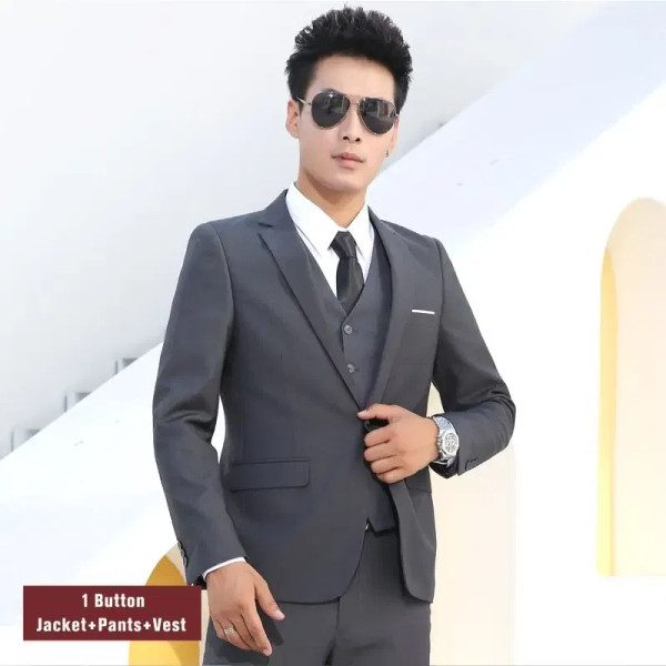 Color: Blue, Size: XXL - Men Suits Slim Fit Business Formal Casual Classic Suit Wedding Groom Party F640-10000010479312766