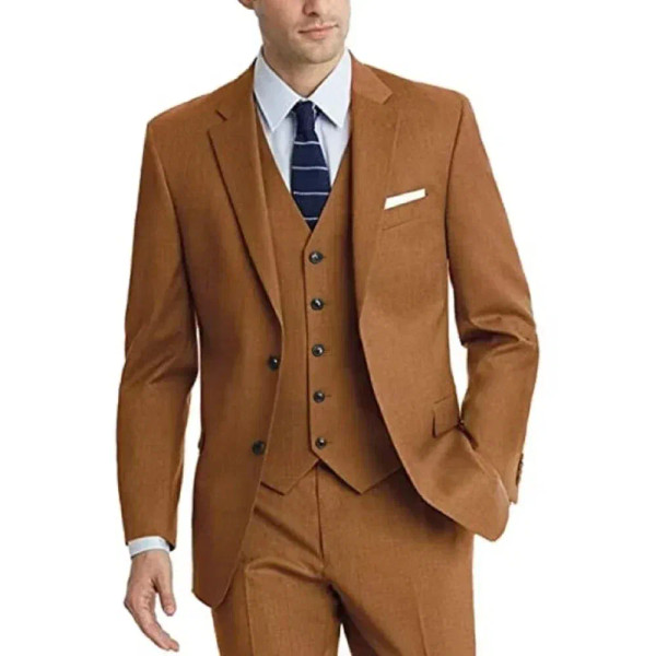 Color: GRAY, Size: M - Formal Suit for Men Slim 3 Pieces Blazer Vest and Pant Set Notched Lapel Hig F640-12000043367417851