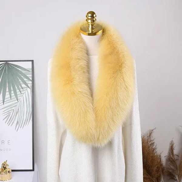 Color: PEACOCK BLUE, Size: M - 100% Natural Real Fox Fur Collar For Women Men Coat Jacket Fur Scarf F640-12000025021570622
