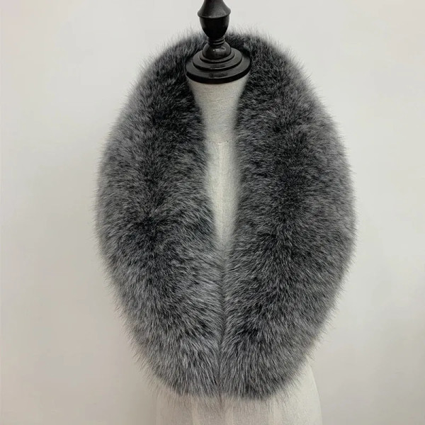 Color: PURPLE, Size: S - Winter Real Fox Fur Collar Woman Black Natural Fur Scarf Shawl For Women C F640-12000043301185562