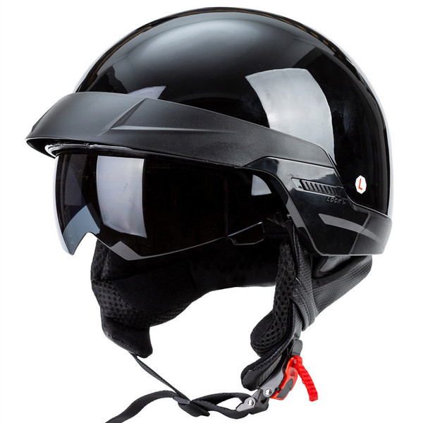 Color: Bright Black, Size: L - American Cruise Helmet Restraint Ears Surrounded Motorcycle Helmet Q119-CJYD253726202BY