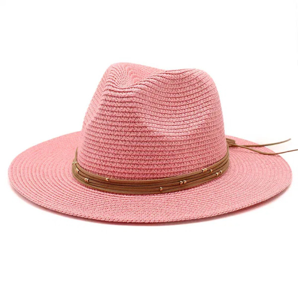 Color: Gold, Size: L - Big Size 60CM New Straw Hat 7cm Brim Summer Cooling Beach Sun Hat Outdoor Pa F640-12000031361900235