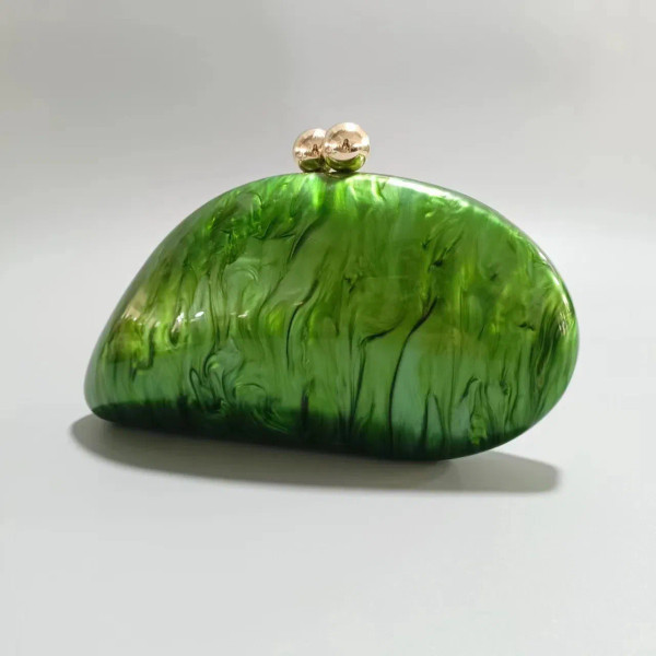 Color: green - 2024 New Hot Sale Acrylic Shell Shape Clutch Bag Women Designer Evening Party Cute P F640-12000038660912969