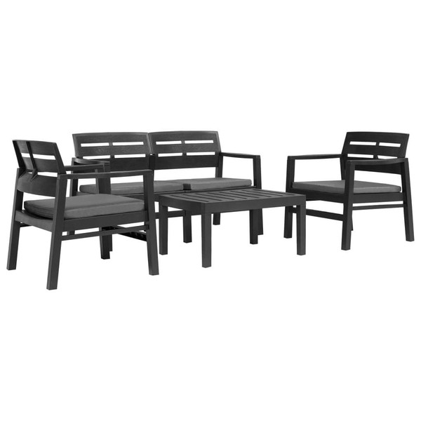  Patio Lounge Set Set of 4 Anthracite Plastic Medium Lightweight A949-276180
