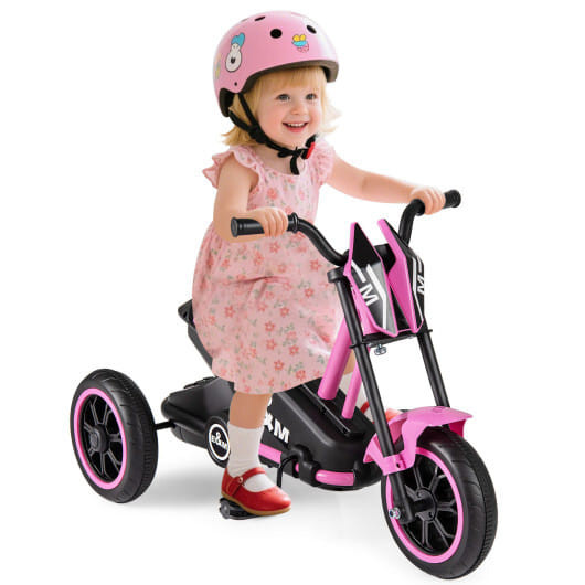 Kids Tricycle 3-Wheel Toddler Bike with Foot Pedals Forward Backward-Pink - Color: Pink D681-TQ10190PI