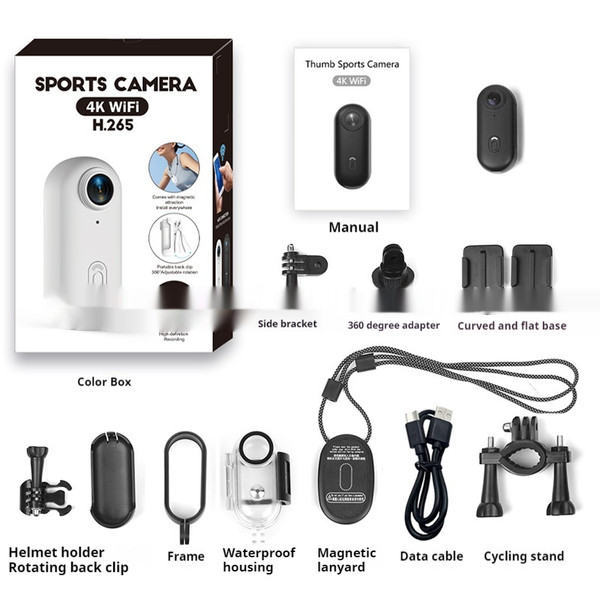 Color Style: Black 4K Standard - HD Mini Waterproof Sports Riding Helmet Camera With Magnetic Sucti Q119-CJYD231715203CX