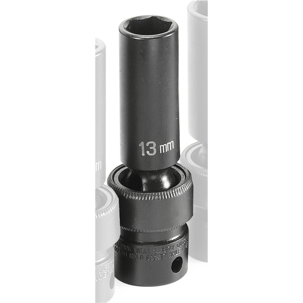 Grey Pneumatic 3/8" Drive x 13mm Deep Universal Socket 6 Point - Black T398-GRE1013UMD