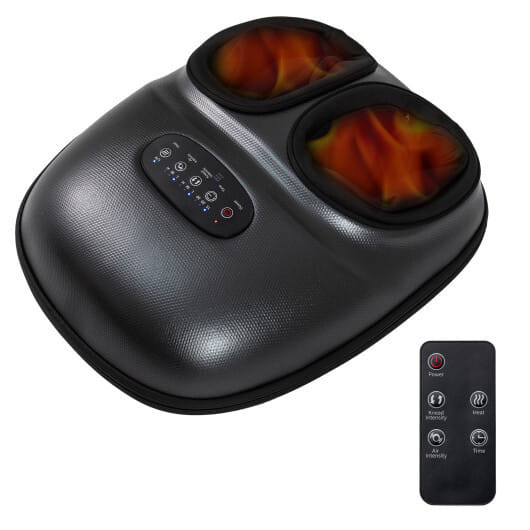 Shiatsu Foot Massager Machine with 2-Level Heat and Air Compression-Black - Color: Black D681-JS10039US-BK