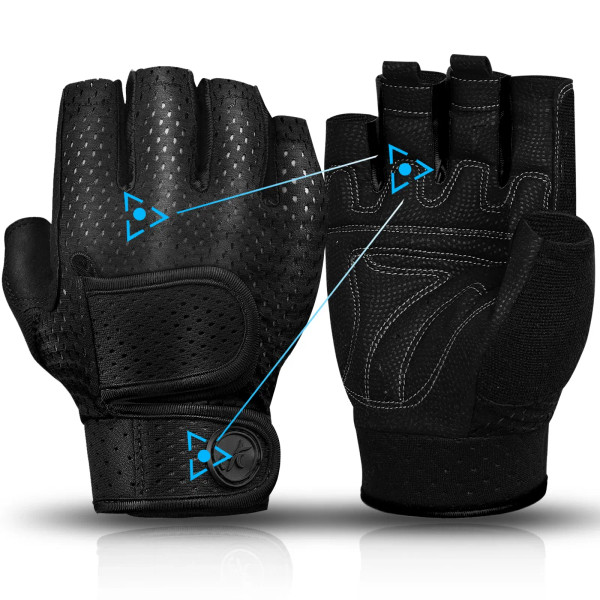 Color: Black, Size: S - MOREOK Gym Gloves Non-slip 3MM Pads Pull Up Power Training Weight Lifting G F640-12000032463783268