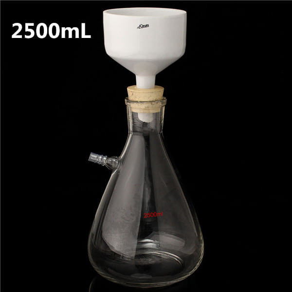 2500mL Filteration Buchner Funnel Kit Vacuum Suction Glass Flask Apparatus C122-1051468