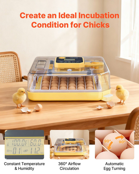 48 Egg Incubator, Automatic Egg Turner with LED Candler, Temperature Display & Auto Humidity Contro E415-JQFHQEKZX48DIHJB3001V1