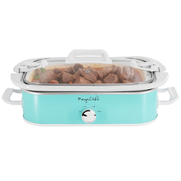 MegaChef 3.5 Quart Casserole Slow Cooker with 3 Temperature Settings in Turquoise D970-MGSL-5000-T