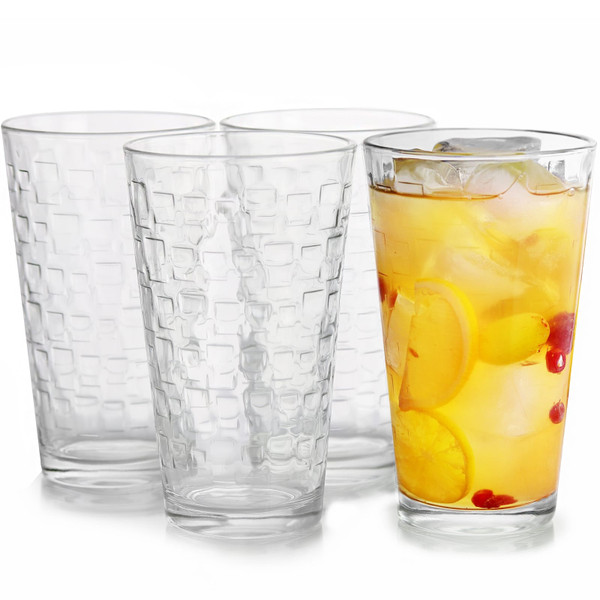 Gibson Home Great Foundations 4-Piece 16 oz. Tumbler Set, Square Pattern D970-92078.04