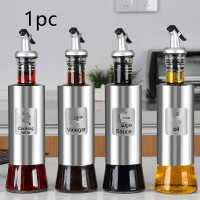 Color: Steel, Dimensions: 350ml - Japanese Stainless Steel Glass Oil Pot Soy Sauce Bottle Q119-CJCJ110711201AZ