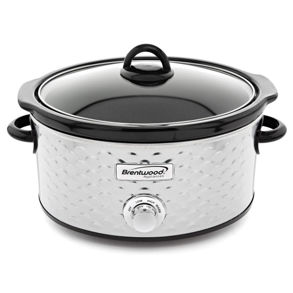 Brentwood Scallop Pattern 4.5 Quart Slow Cooker in Stainless Steel D970-SC-140S
