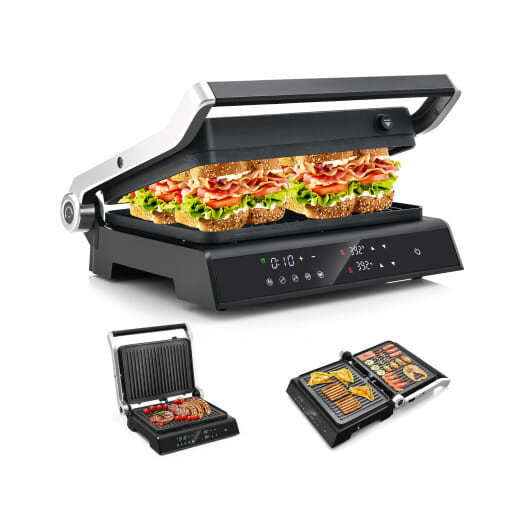3 in 1 Indoor Electric Panini Press Grill with LED Display-Black - Color: Black D681-ES10271US-DK