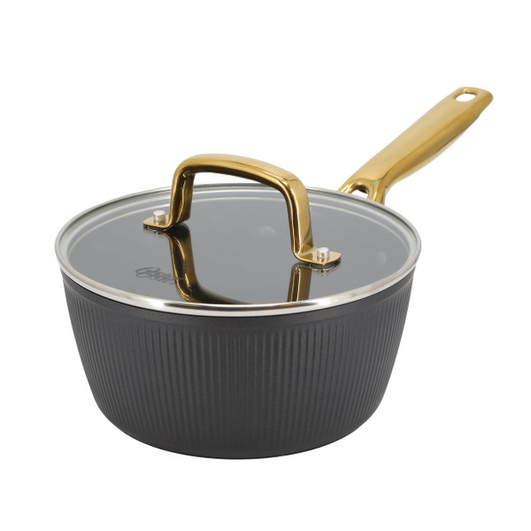 Oster Abbottsford 2.5 Quart Nonstick Aluminum Saucepan with Glass Lid in Black D970-143703.02