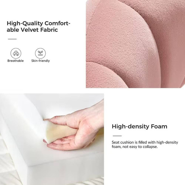 Pink Velvet Upholstered Wingback Accent Side Chair with Gold Metal Legs Q280-PLVTWSC9135793412