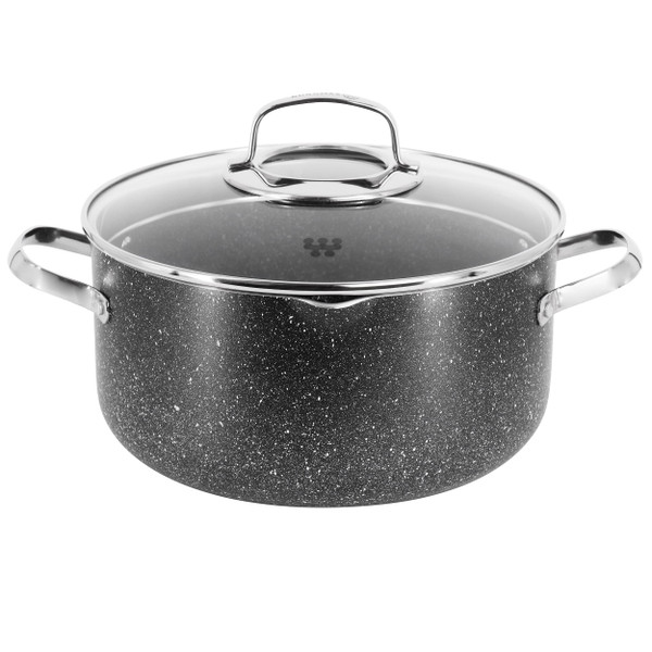 Korkmaz Galaksi Non Stick 10 Inch 6.5 Liter Casserole with Lid in Black D970-A2952