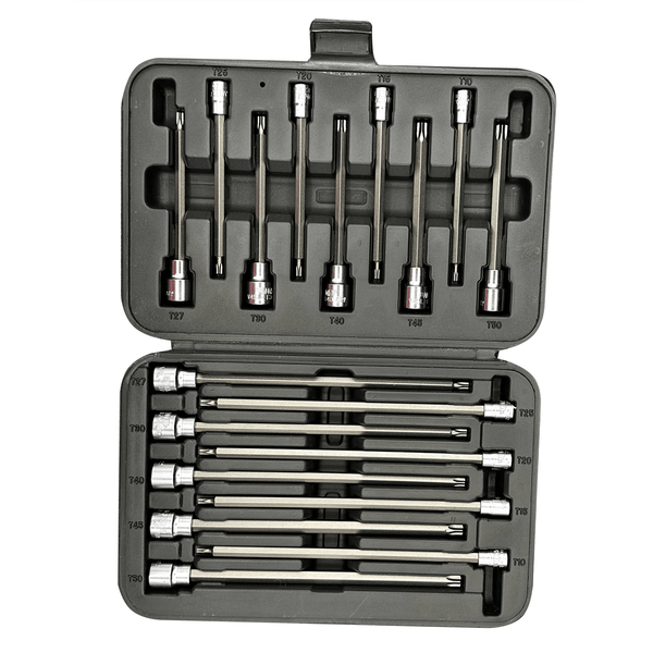 VIM Tools 18 Piece Long TORX Master Set, 9 Piece 4.5 Inch Long T10 Tru T50, 9 Piece 8 Inch Long T10 T398-VIMV458L