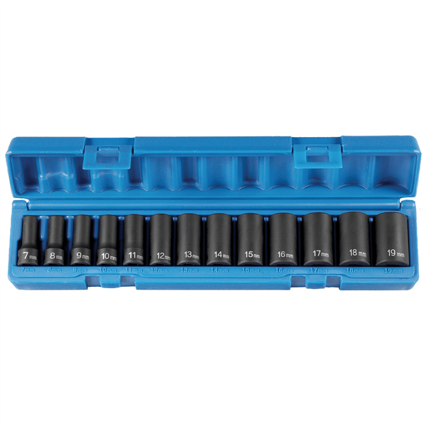 Grey Pneumatic 3/8" Drive 13 Piece Semi-Deep Metric Set T398-GRE1213MSD
