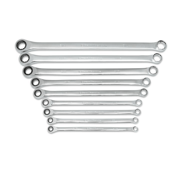 GearWrench 9 Piece 72-Tooth 12 Point XL GearBox Double Box Ratcheting SAE Wrench Set T398-KDT85998