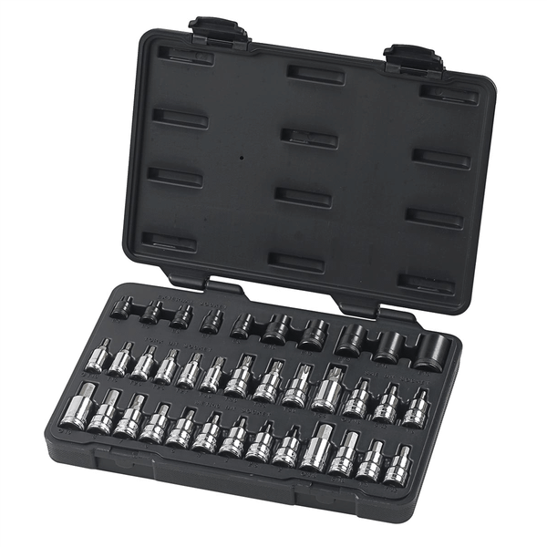 GearWrench 36 Piece 1/4 Inch, 3/8 Inch & 1/2 Inch Drive Standard Hex, E-Torx & Torx Bit SAE/Metric  T398-KDT80726