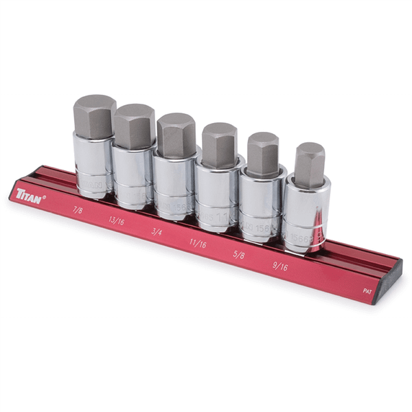 TITAN 6 Pc. 1/2" Drive Sae Large Hex Bit T398-TIT16130