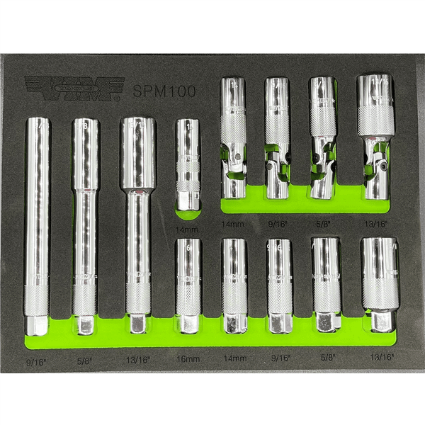 VIM Tools Spark Plug Master Set, 13 Piece Set, Include Xl, Standard And Swivel Spark Plug Tools T398-VIMSPM100