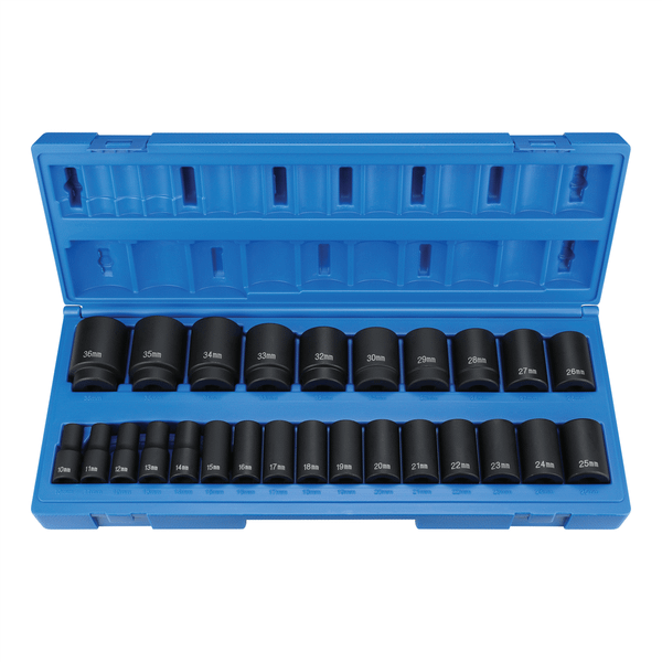 Grey Pneumatic 1/2" Drive 26 Pc. Semi-Deep Metric Set T398-GRE1326MSD