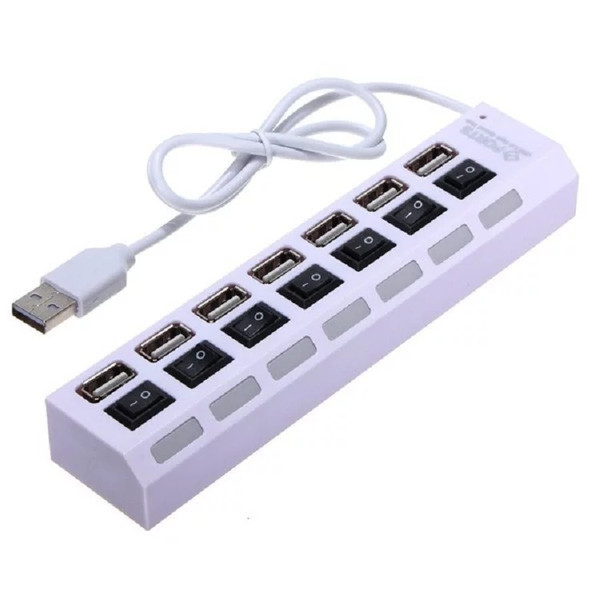 Color: White, style: 7 ports 2.0 - 7-Port Usb2.0 With Independent Switch Hub 7-Bit Expansion Splitt Q119-CJSD108316408HS