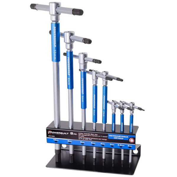 Powerbuilt Metric T-Handle Hex Key Wrench Set with Storage Rack (8 Piece Set) M119-941645