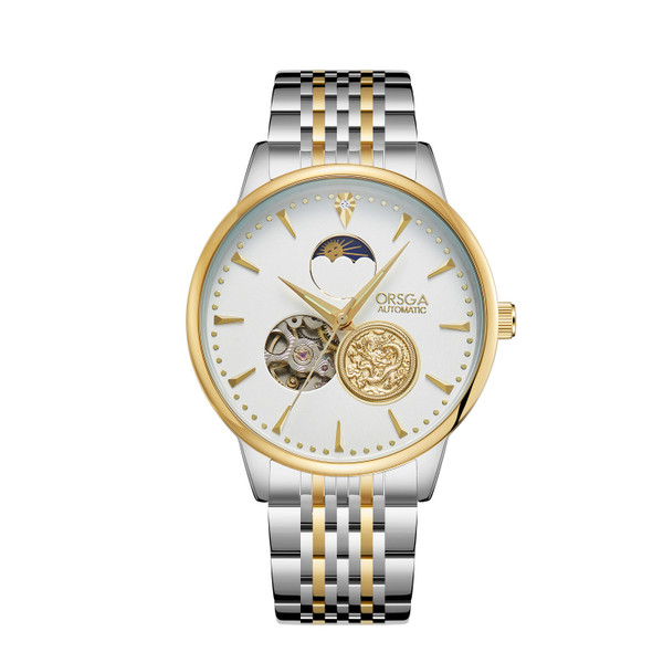 Color: Gold Steel Belt White - High-end Business Automatic Mechanical Watch Men Q119-CJJX248977206FU