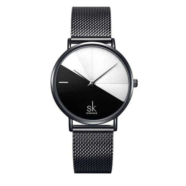 Color: Black - Two-tone belt rose gold female watch Q119-CJZBNSSY00706-Black